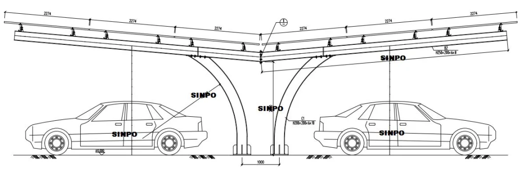 Galvanized Steel Solar Car Parking Mounting Structure Solar Carport System